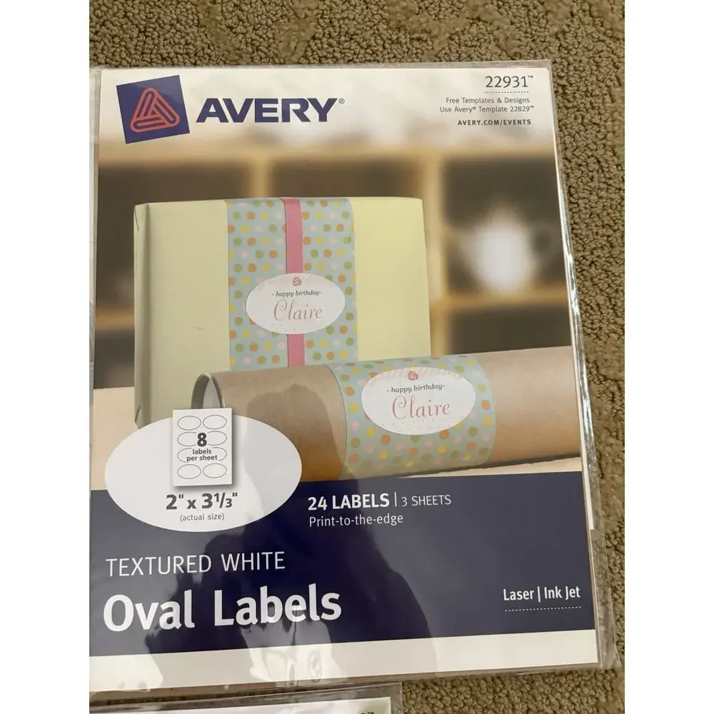 Mixed Lot 3 Avery Labels‎ - Round Labels 22926, Square 22922, Oval 22931 See Pic